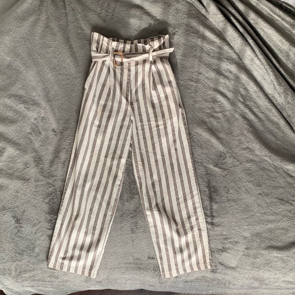 TOPSHOP Vertical Striped Neutral-Toned Trousers - Picture 5 of 5